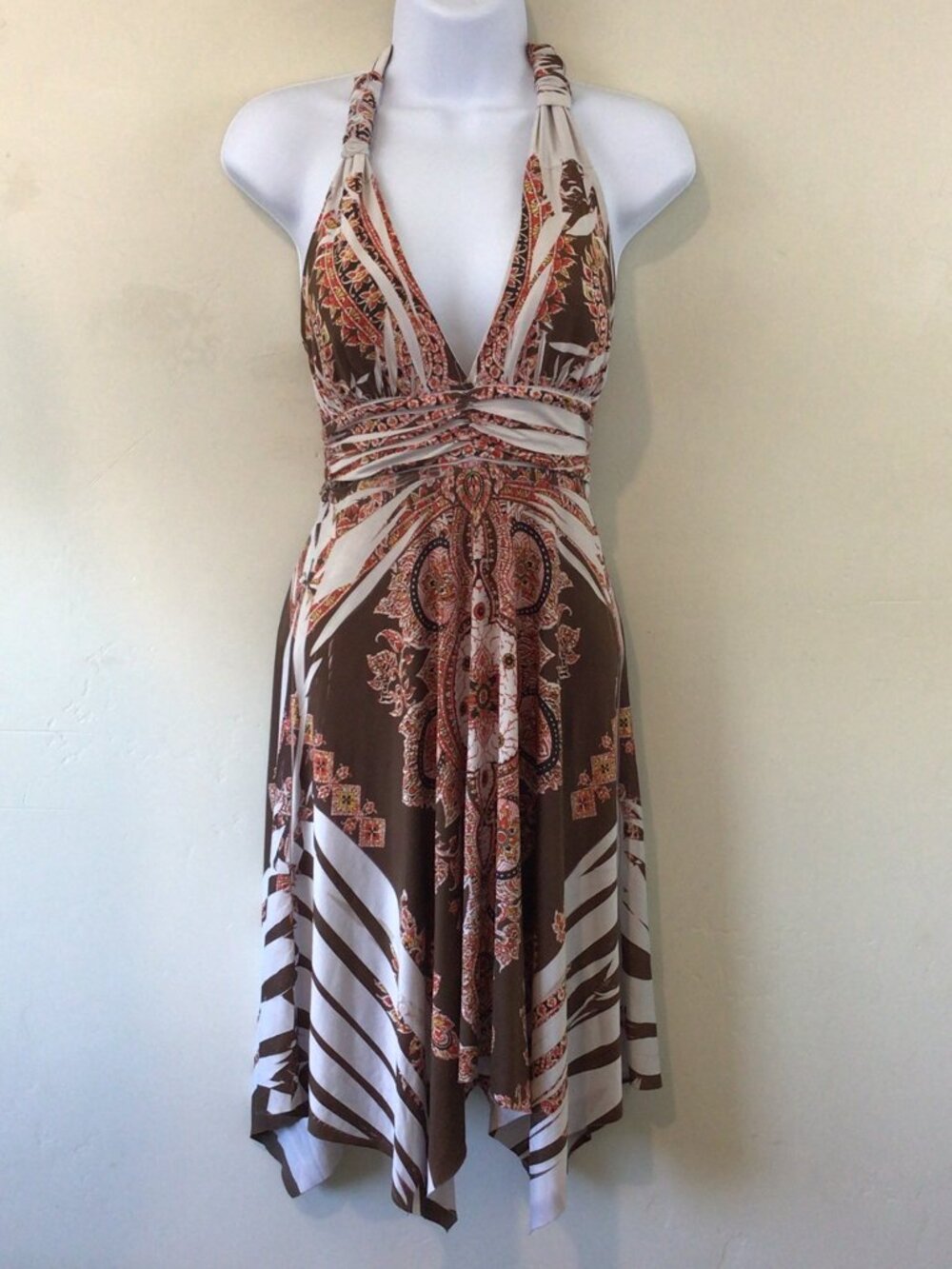 Crimson Ivy Boho Style Printed Vneck Dress